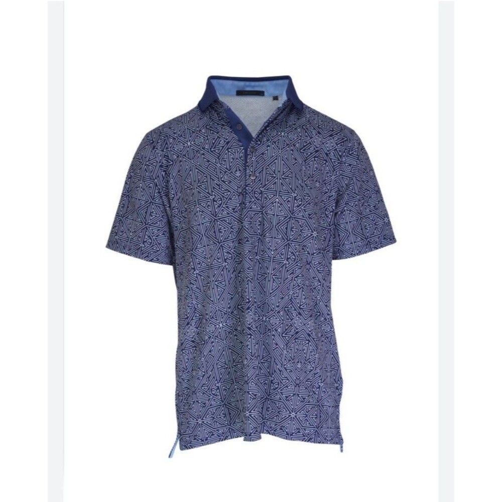Greyson Golf Polo Maltese Labyrinth Print Navy White PO 3579 - Mens XL